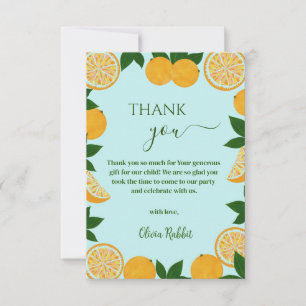Carte De Remerciements Baby shower Fruit Fruit Fruit Orange