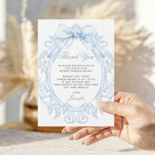 Carte De Remerciements Baby Shower Garçon Arc Bleu