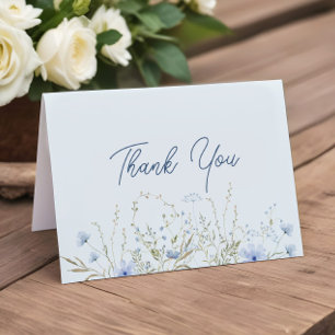 Carte De Remerciements Baby shower garçon chic Blue Sky Fleurs sauvages