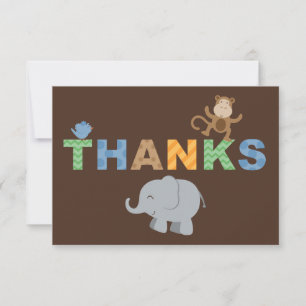 Carte De Remerciements Baby shower Garçon de la jungle Brown moderne