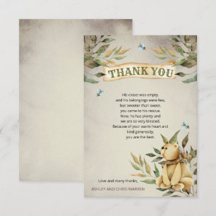 Carte De Remerciements Baby shower garçon mignon de l'ours en peluche en 