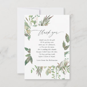 Carte De Remerciements Baby Shower Géométrique de Verdure