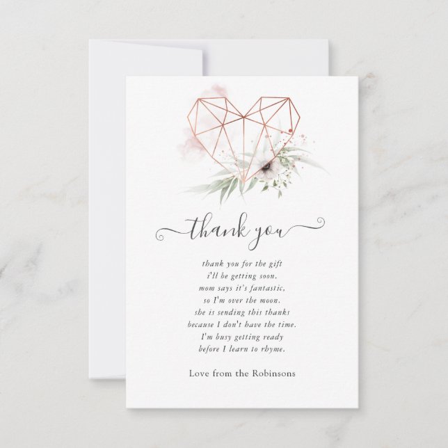Carte De Remerciements Baby shower géométrique Eucalyptus (Devant)