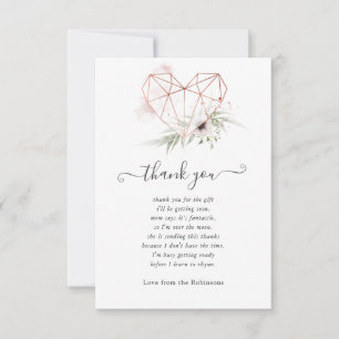 Carte De Remerciements Baby shower géométrique Eucalyptus