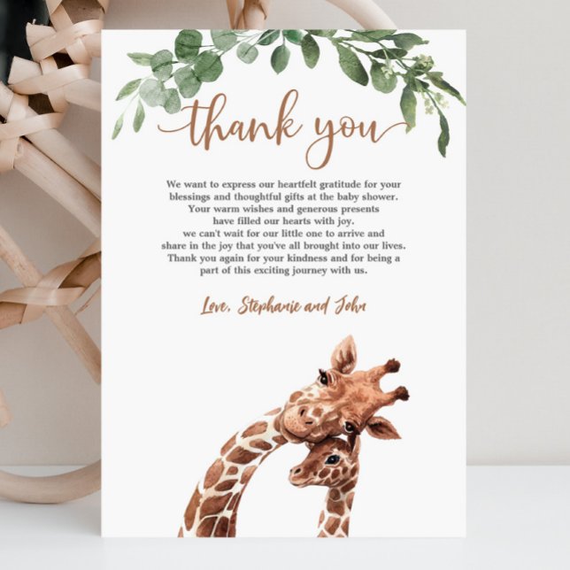 Carte de remerciements Baby shower Giraffe (Créateur téléchargé)