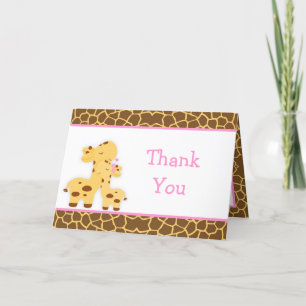 Carte De Remerciements Baby shower Giraffe fille mignonne