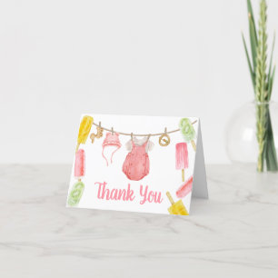Carte De Remerciements Baby shower Girl Popsicle