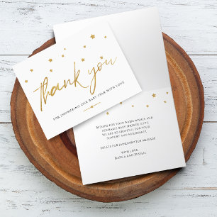 Carte De Remerciements Baby shower Gold Stars plié