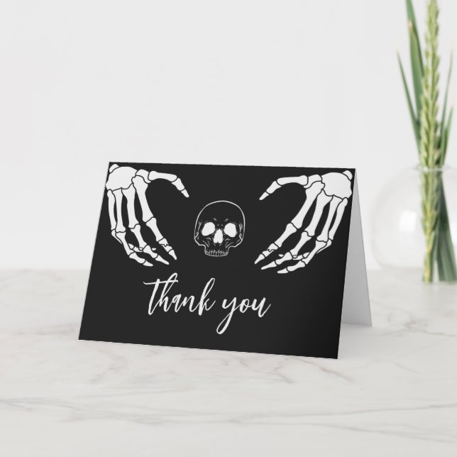 Carte De Remerciements Baby shower gothique noir (Devant)