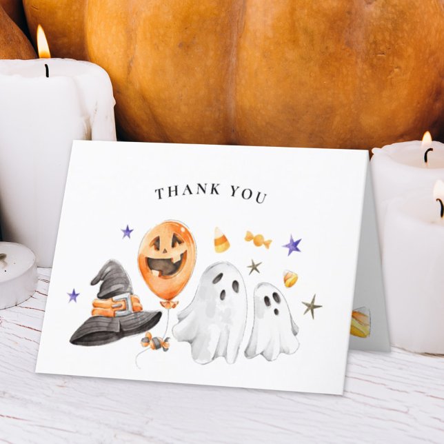 Carte de remerciements Baby shower Halloween (Folded thank you card that is perfect for a Halloween Baby shower or Birthday featuring ghosts. )
