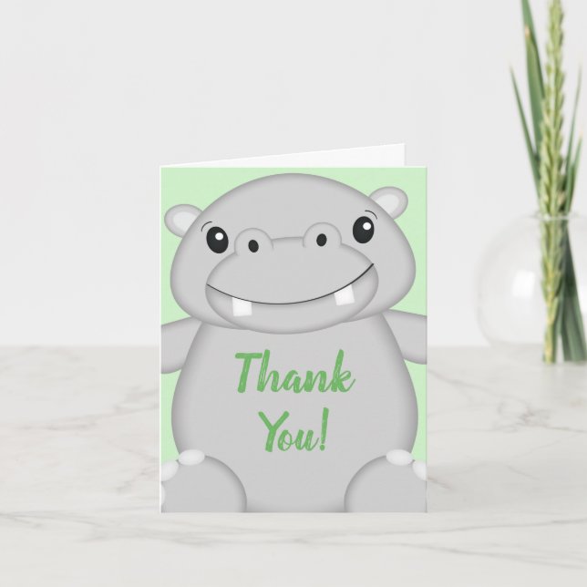 Carte De Remerciements Baby shower Hippo (Devant)