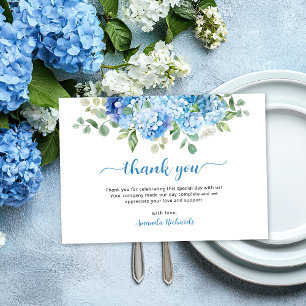 Carte De Remerciements Baby Shower Hydrangea Bleue