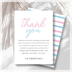 Carte De Remerciements Baby shower jumeau bleu et rose