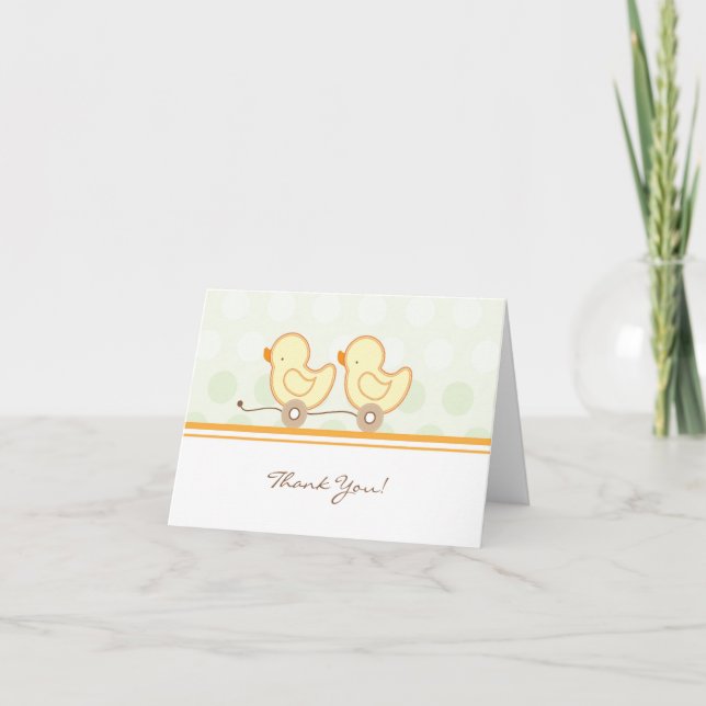 Carte de remerciements baby shower - Jumeaux (Devant)
