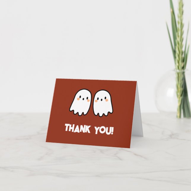 Carte De Remerciements Baby shower jumeaux à double problème Ghosts (Devant)