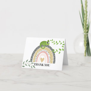 Carte De Remerciements Baby shower Jungle, Arc En Ciel Et Chameleon