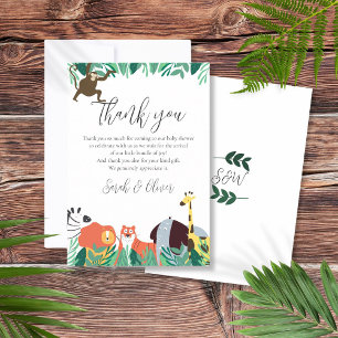 Carte De Remerciements Baby shower Jungle Safari Animaux