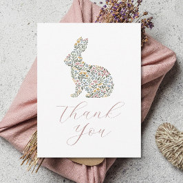 Carte De Remerciements Baby shower lapin Fleur sauvage simple et élégant