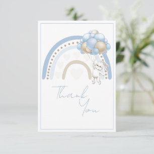 Carte De Remerciements Baby shower lapin lapin arc-en-ciel bleu