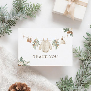 Carte De Remerciements Baby Shower Linge d'Hiver