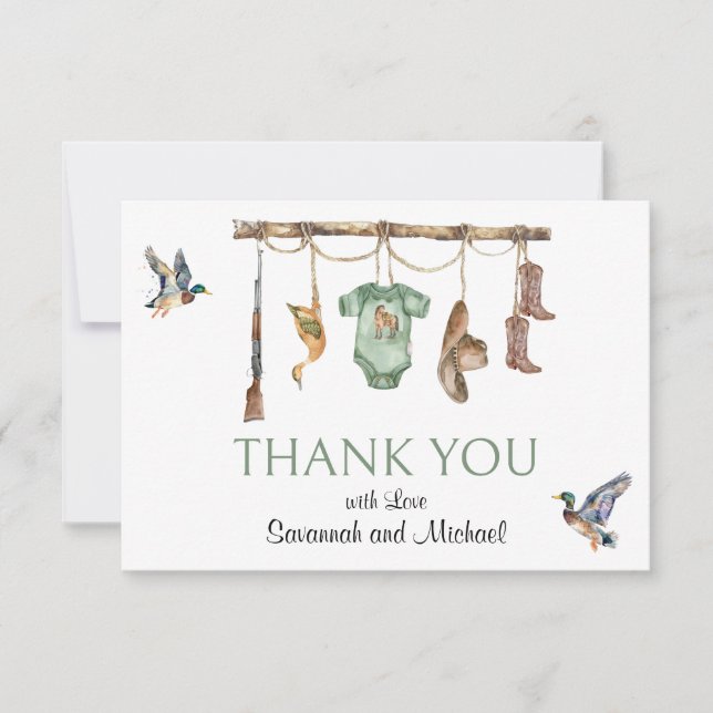 Carte De Remerciements Baby shower Little Hunter (Devant)
