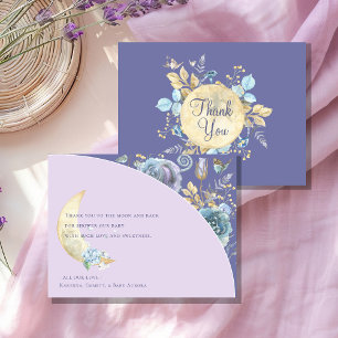 Carte De Remerciements Baby Shower Lune Lavande Violette Fantaisiste