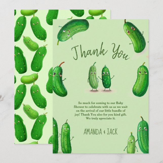 Carte De Remerciements Baby shower lunique vert de chaudières (Devant / Derrière)