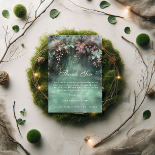 Carte De Remerciements Baby shower magique Enchanted Forest Greenery Arch