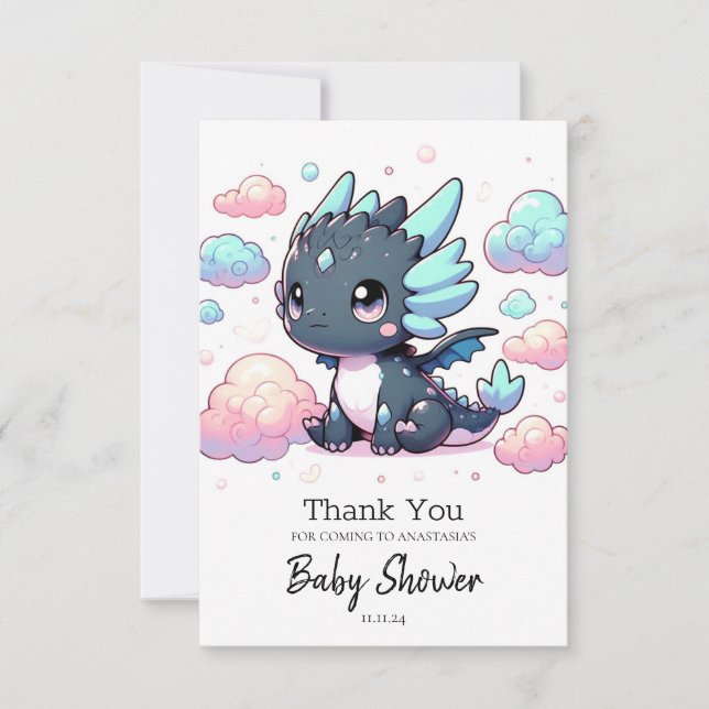 Carte De Remerciements Baby shower majestueux du Dragon (Devant)
