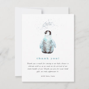Carte De Remerciements Baby-Shower Manchot Hiver