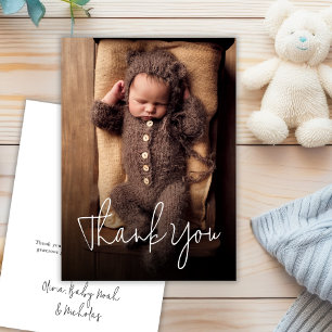 Carte De Remerciements Baby shower manuscrit moderne photo