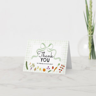Carte De Remerciements Baby Shower Marché Fermier Gingham Vert