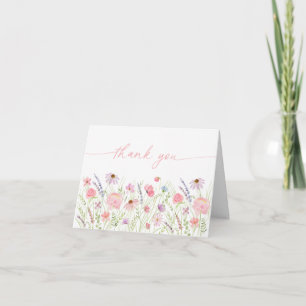Carte De Remerciements Baby shower Meadow Fleur sauvage Pink Pastel