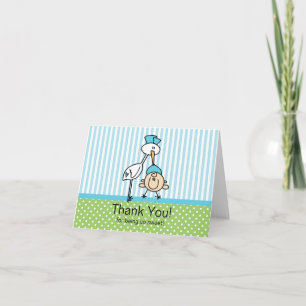 Carte De Remerciements Baby shower mignon de bébé de cigogne