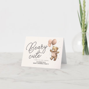 Carte De Remerciements Baby shower mignon de la béarte rose