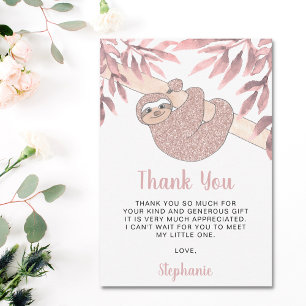 Carte De Remerciements Baby shower mignon rose