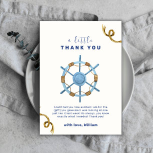 Carte De Remerciements Baby shower minimaliste Ahoy Nautical Boy