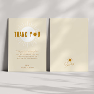 Carte De Remerciements Baby Shower Minimaliste Bohème avec Soleil Vertica