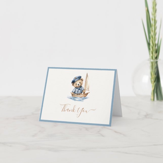 Carte De Remerciements Baby shower minimaliste d'ours en peluche (Devant)