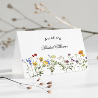 Carte De Remerciements Baby Shower Minimaliste Fleurs Sauvages