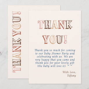 Carte De Remerciements Baby Shower Minimaliste Marron Moderne Mixte