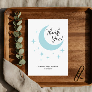 Carte De Remerciements Baby shower minimaliste Pastel Moon Stars