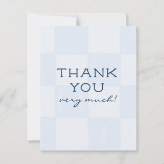 Carte De Remerciements Baby-Shower Moderne à Carreaux Bleus