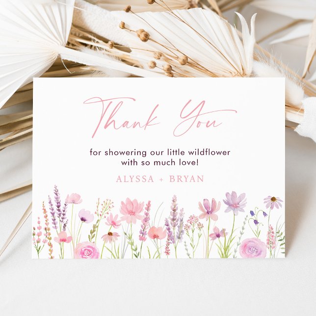 Carte De Remerciements Baby shower moderne Boho Fleur sauvage Meadow (Créateur téléchargé)