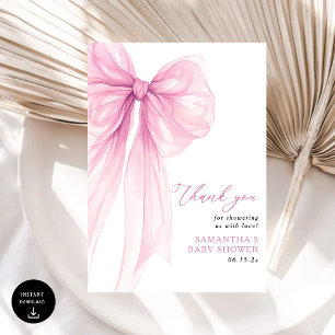 Carte De Remerciements Baby shower moderne de la boue rose