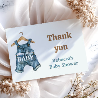 Carte De Remerciements Baby shower moderne Denim Blue Jean Baby Boy