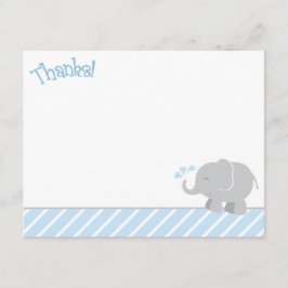 Carte De Remerciements Baby shower moderne éléphant bleu et gris