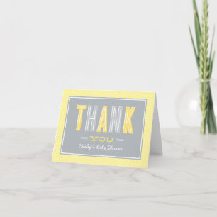Carte De Remerciements Baby Shower Moderne et Chic Jaune Gris