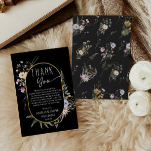 Carte De Remerciements Baby shower moderne noir chic