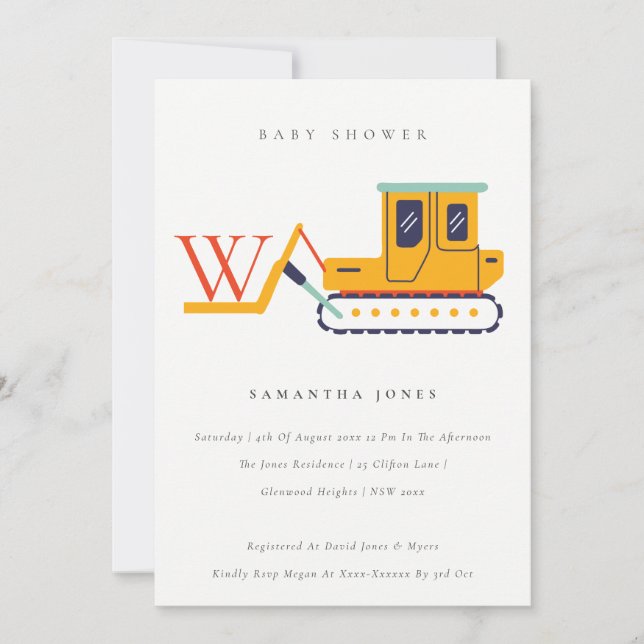 Carte De Remerciements Baby shower Monogramme de levage de fourche de con (Devant)